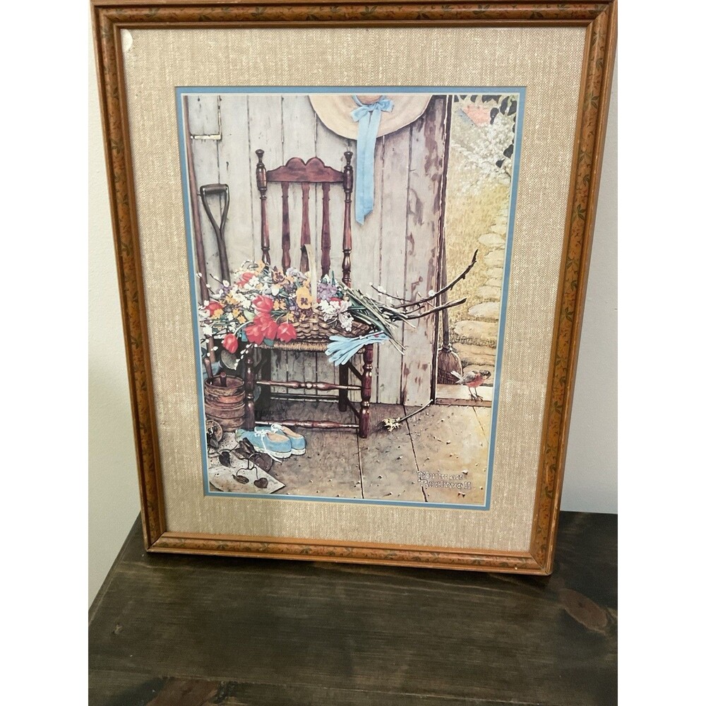 Framed Norman Rockwell Print - Country Scene